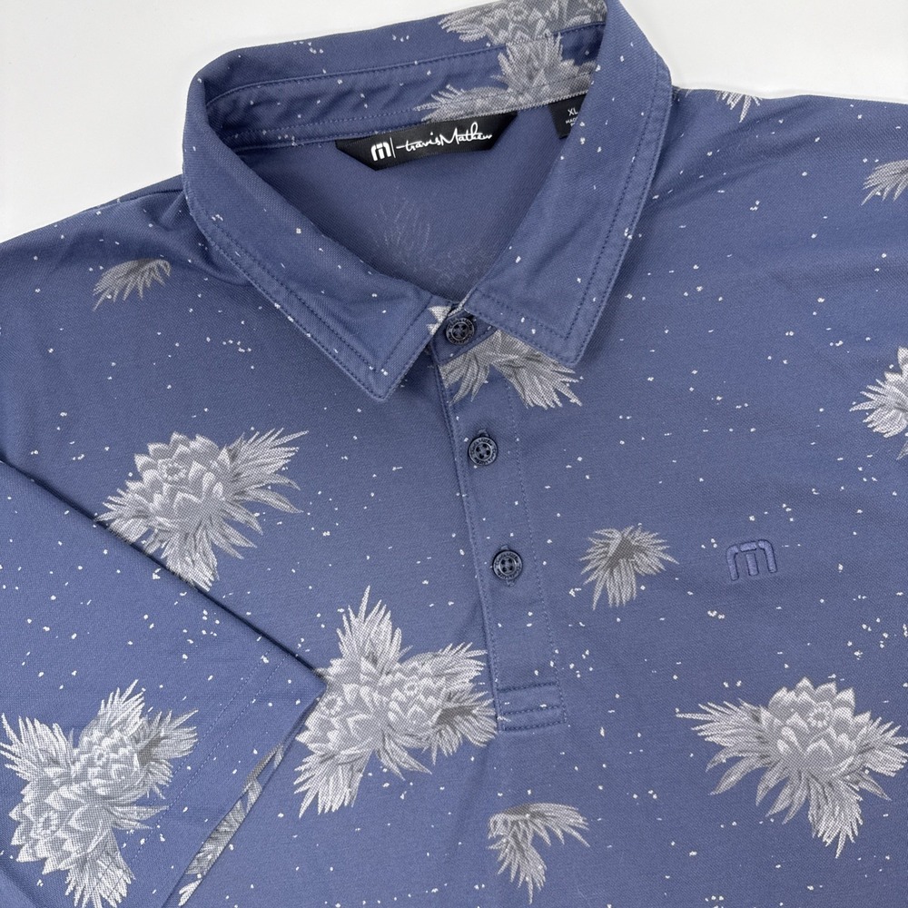 Travis Mathew Floral AOP Golf Polo Shirt Men's XL Navy